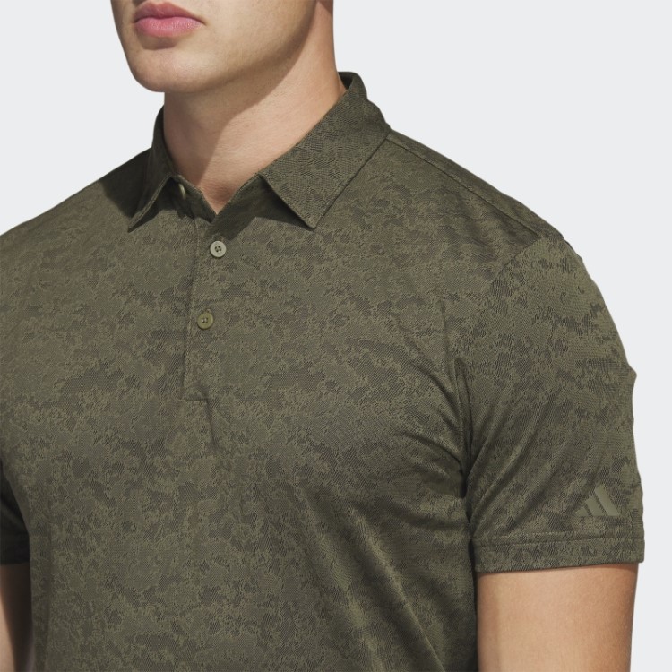Adidas Camisa Polo De Golfe Jacquard Texturizado Verde-oliva