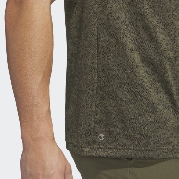 Adidas Camisa Polo De Golfe Jacquard Texturizado Verde-oliva