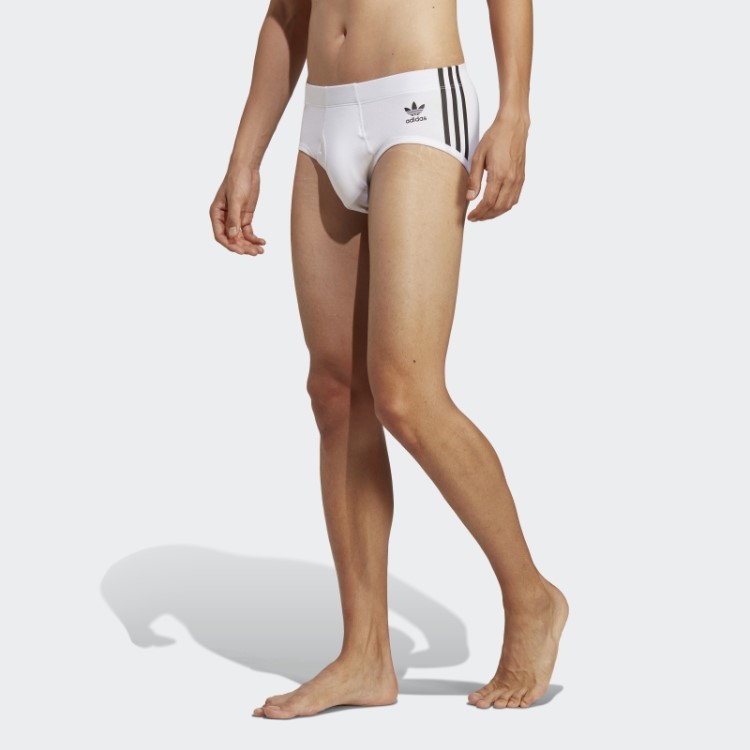 Cueca Com As Três Listras Adidas Comfort Flex De Algodão (3 Pares) Branca
