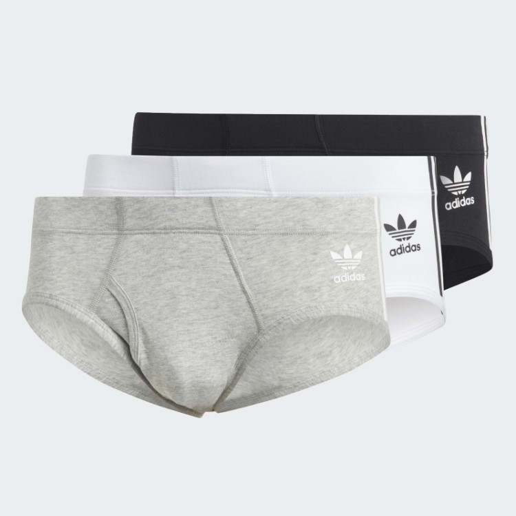 Cueca Com As Três Listras Adidas Comfort Flex De Algodão (3 Pares) Branca