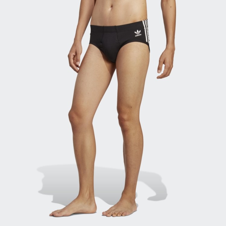 Cueca Branca Confortável Com As Três Listras Em Algodão Flexível Adidas