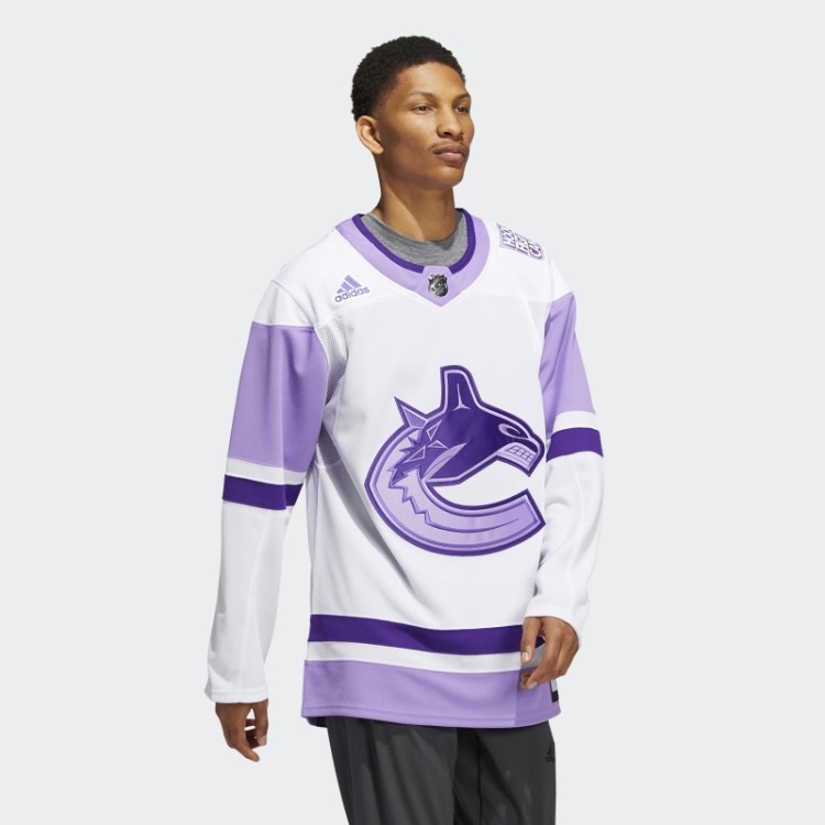 Camisa Adidas White Canucks Hóquei Luta Contra O Câncer