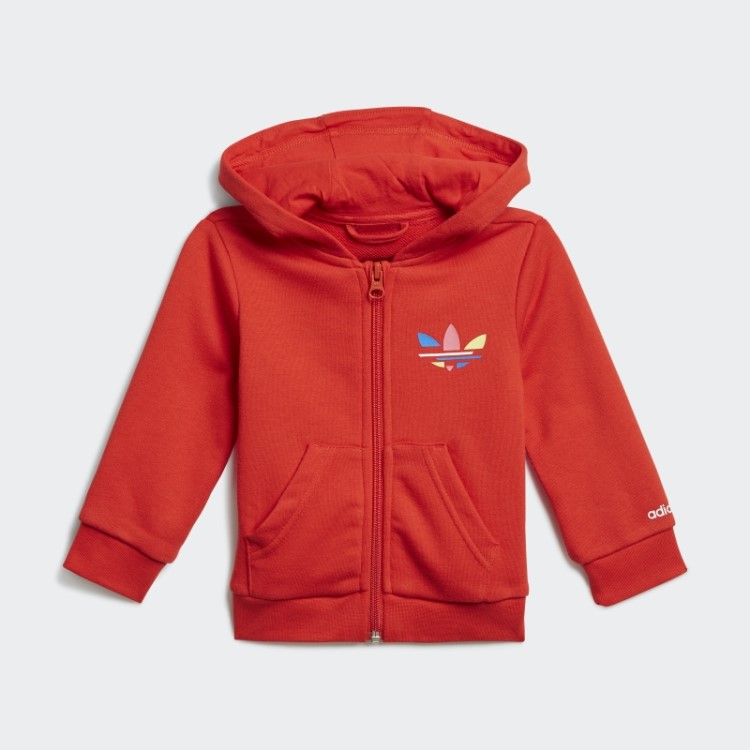Conjunto De Moletom Com Capuz Vermelho Adicolor Adidas