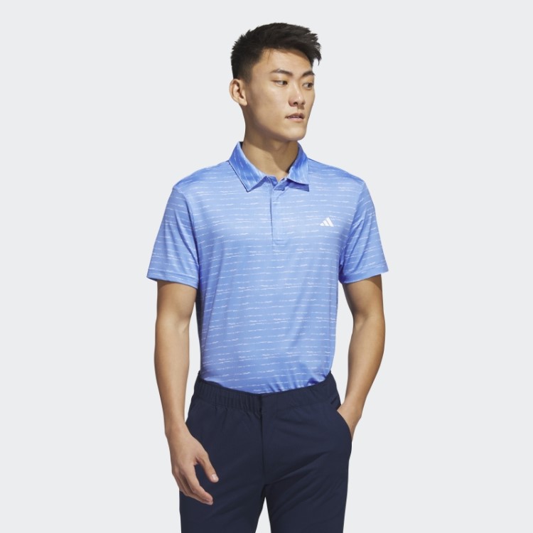 Camisa Polo De Golfe Listrada Azul Adidas