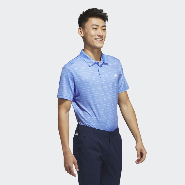Camisa Polo De Golfe Listrada Azul Adidas