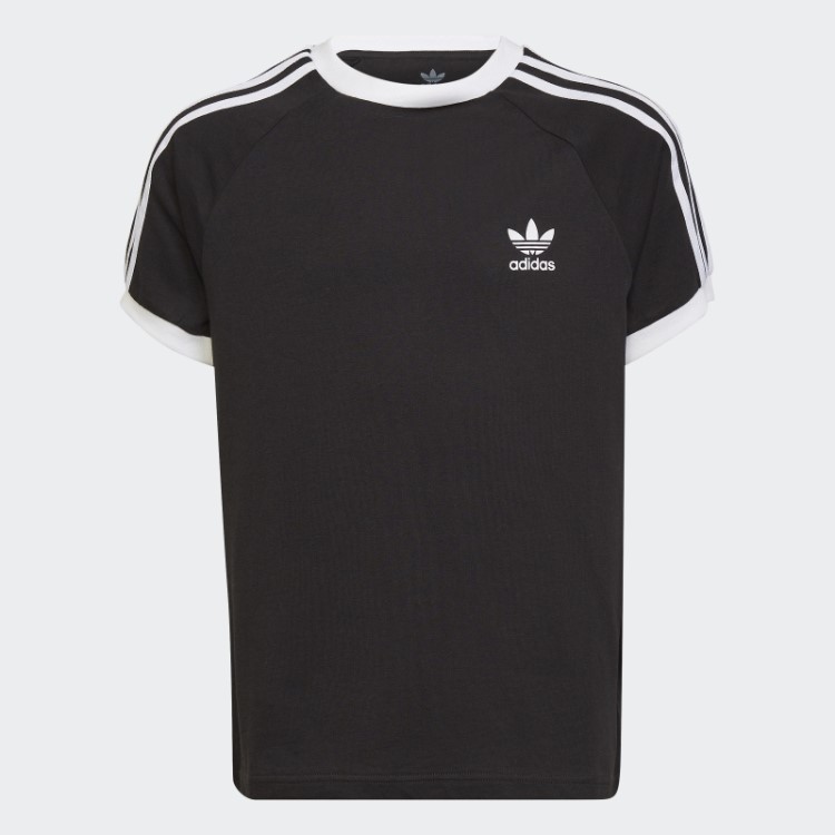 Camiseta Preta Adicolor Com As Três Listras Adidas