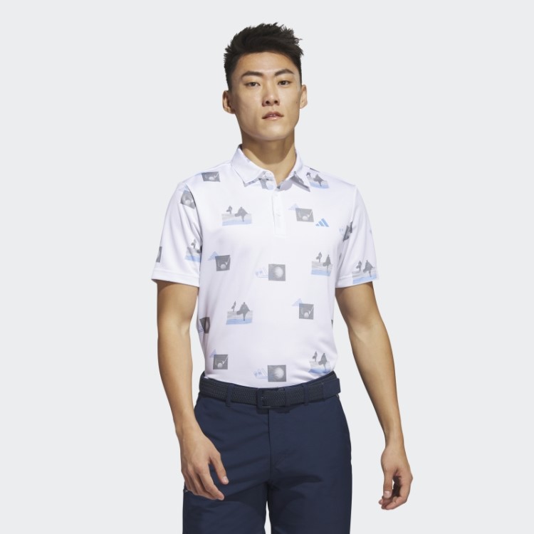 Adidas Camisa Polo Branca Com Estampa Allover