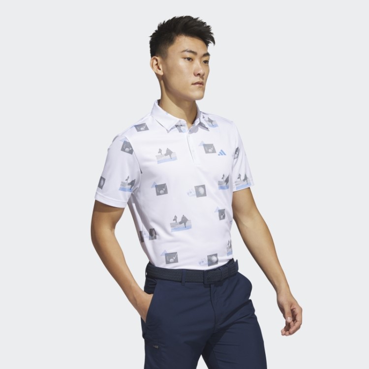 Adidas Camisa Polo Branca Com Estampa Allover