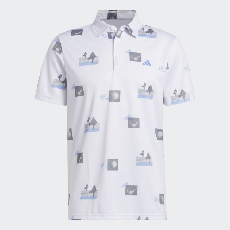 Adidas Camisa Polo Branca Com Estampa Allover