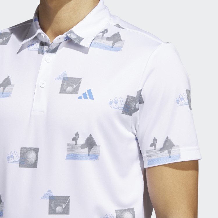 Adidas Camisa Polo Branca Com Estampa Allover