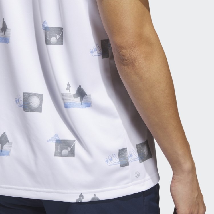 Adidas Camisa Polo Branca Com Estampa Allover