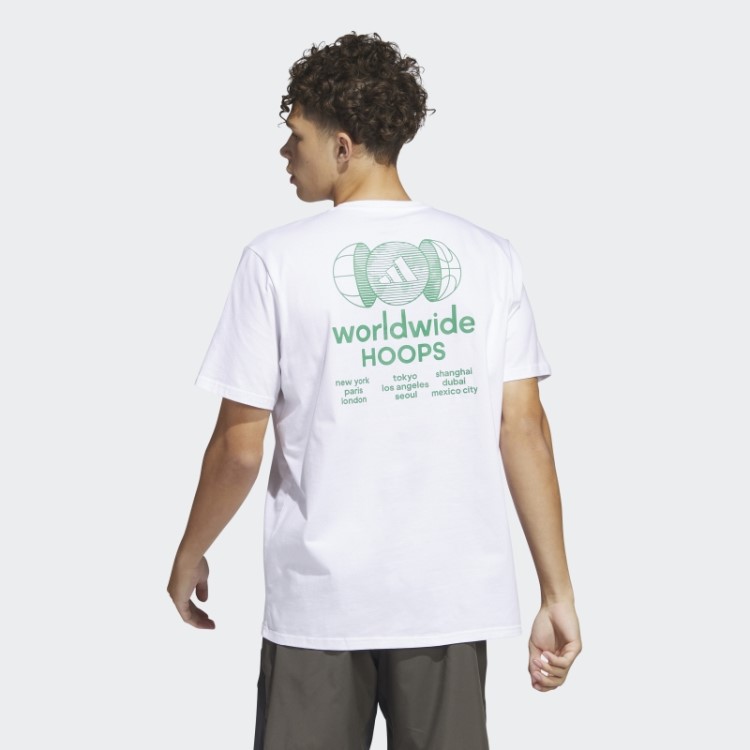 Camiseta Branca Com Estampa De Basquete Adidas Worldwide Hoops City