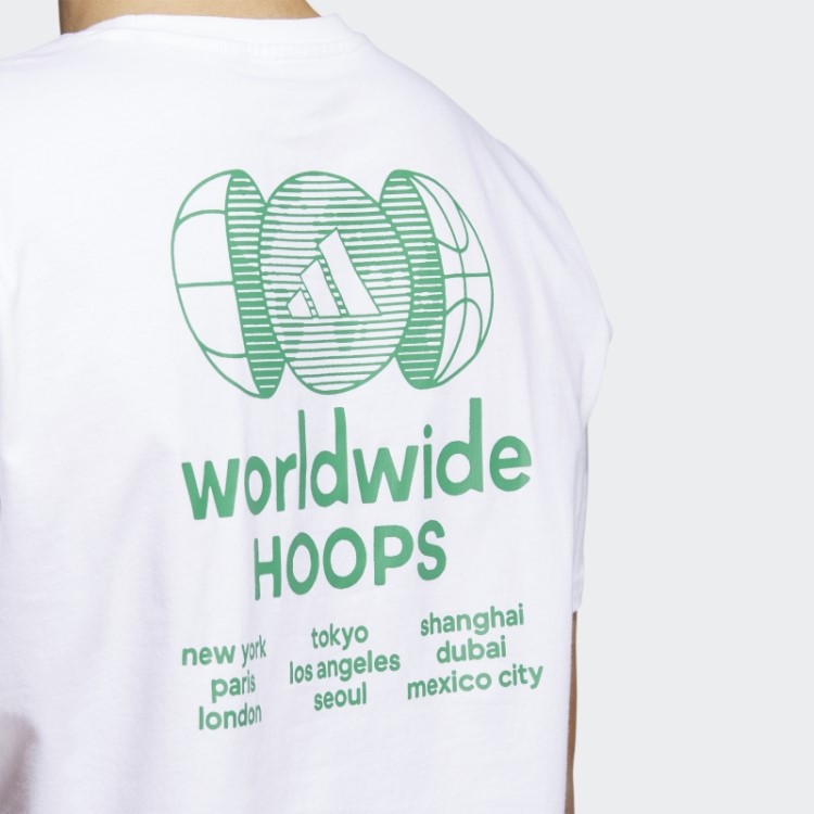 Camiseta Branca Com Estampa De Basquete Adidas Worldwide Hoops City