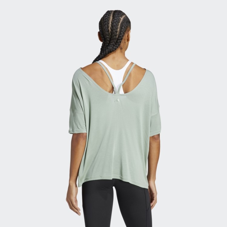 Camiseta Oversized Estúdio De Ioga Verde Prateado Adidas