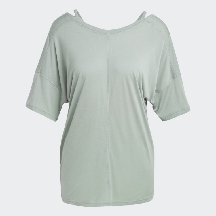 Camiseta Oversized Estúdio De Ioga Verde Prateado Adidas