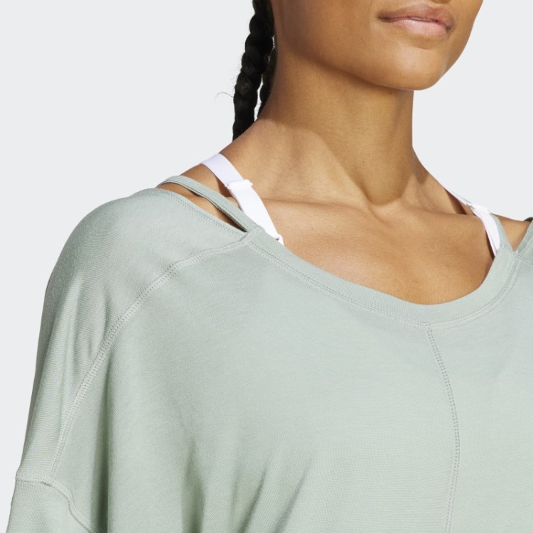 Camiseta Oversized Estúdio De Ioga Verde Prateado Adidas