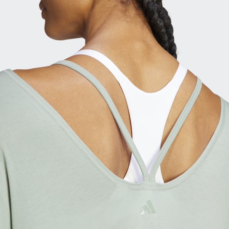 Camiseta Oversized Verde Prateada Adidas Yoga Studio