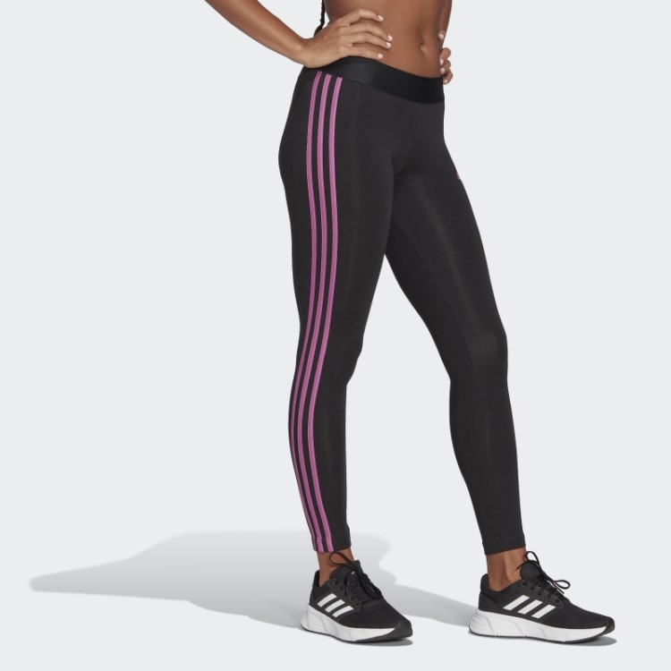 Legging Preta Adidas Loungewear Essentials Com As Três Listras