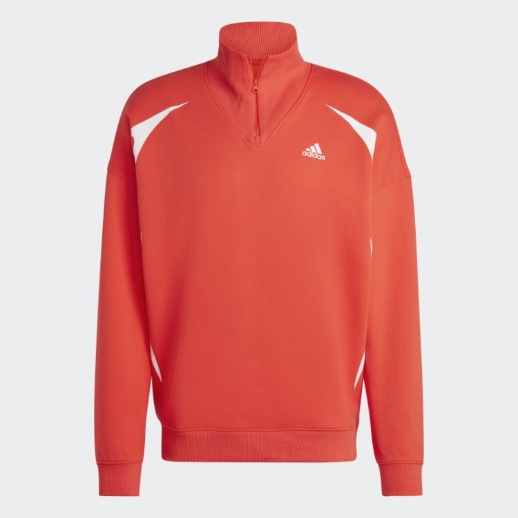 Moletom Colorblock Com Zíper Vermelho Adidas