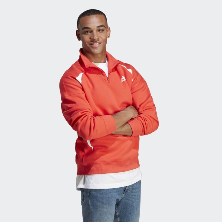 Adidas Colorblock Moletom Vermelho Com Zíper