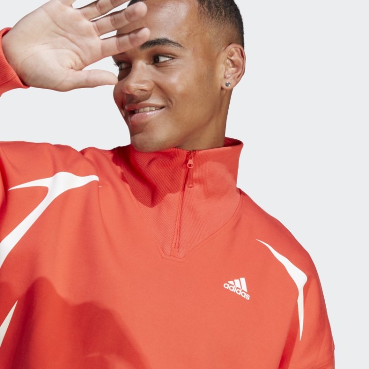 Adidas Colorblock Moletom Vermelho Com Zíper
