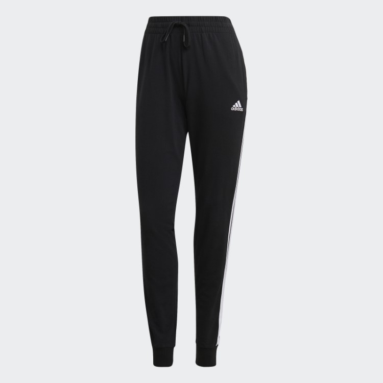 Calça Preta Essencial Com As Três Listras Em Jersey Simples Adidas