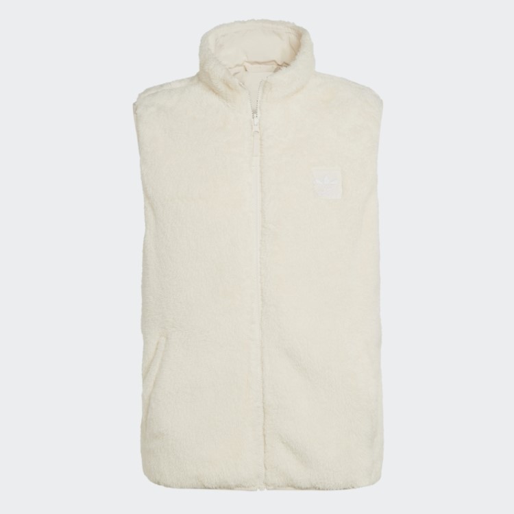 Adidas White Essentials+ Colete Reversível De Lã Fofa