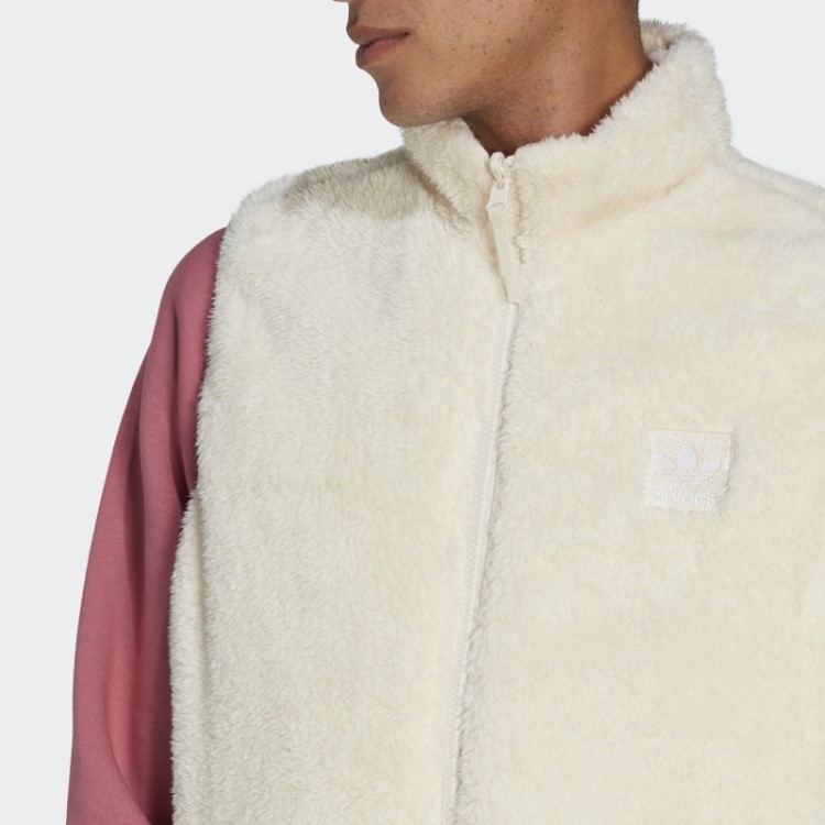 Adidas White Essentials+ Colete Reversível De Lã Fofa