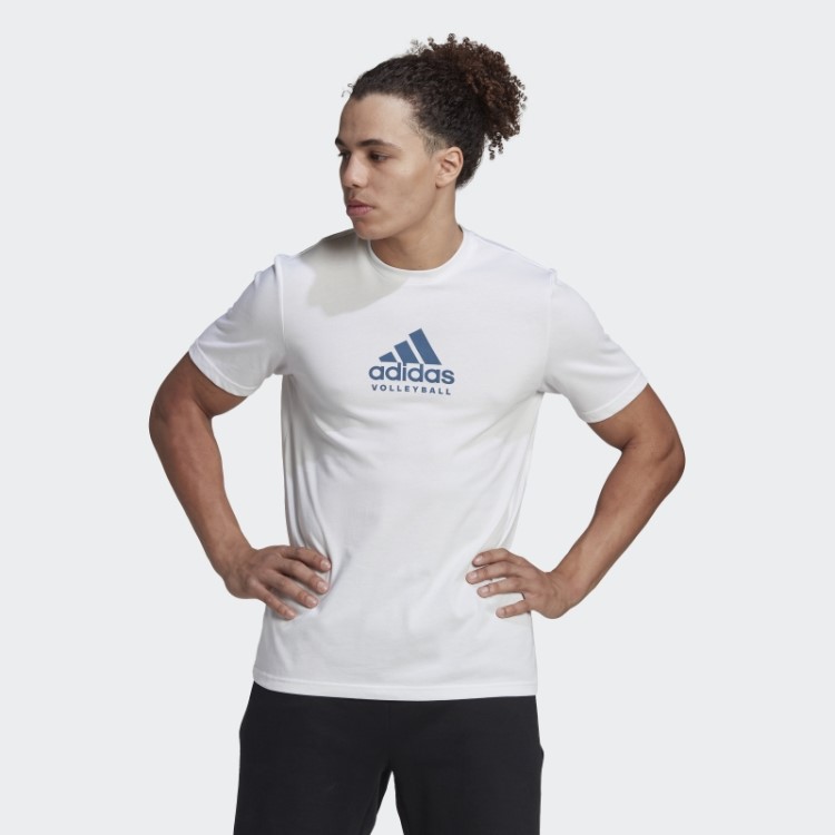 Camiseta Branca Adidas Com Logo Gráfico De Vôlei