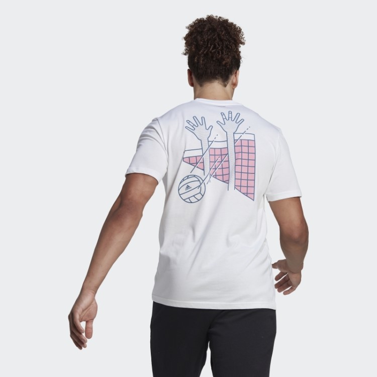 Camiseta Branca Adidas Com Logo Gráfico De Vôlei