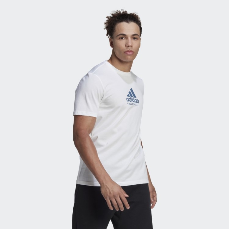 Camiseta Branca Adidas Com Logo Gráfico De Vôlei