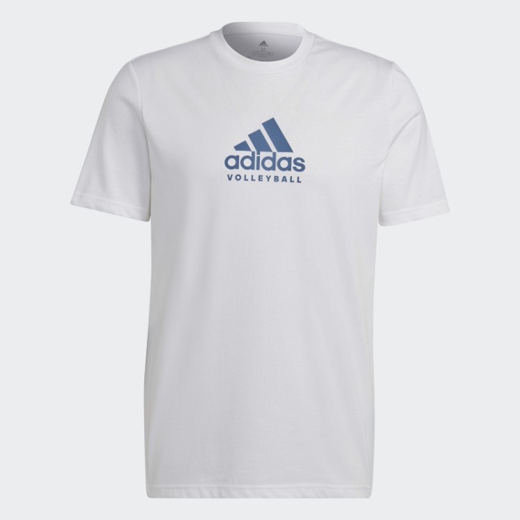 Camiseta Branca Adidas Com Logo Gráfico De Vôlei