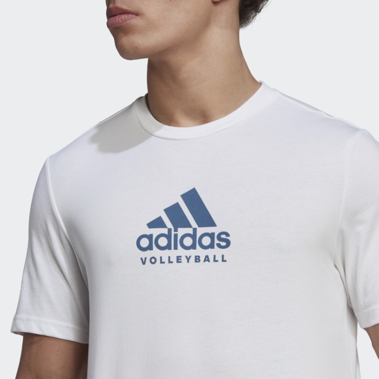 Camiseta Branca Adidas Com Logo Gráfico De Vôlei
