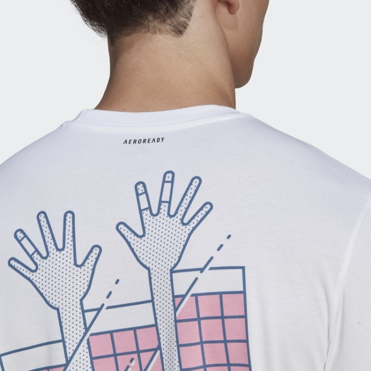 Camiseta Branca Adidas Com Logo Gráfico De Vôlei