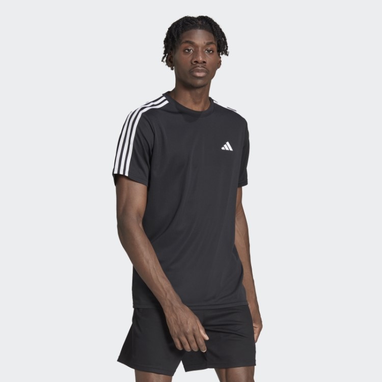 T-shirt De Treino Com As 3 Riscas Train Essentials Preta Adidas