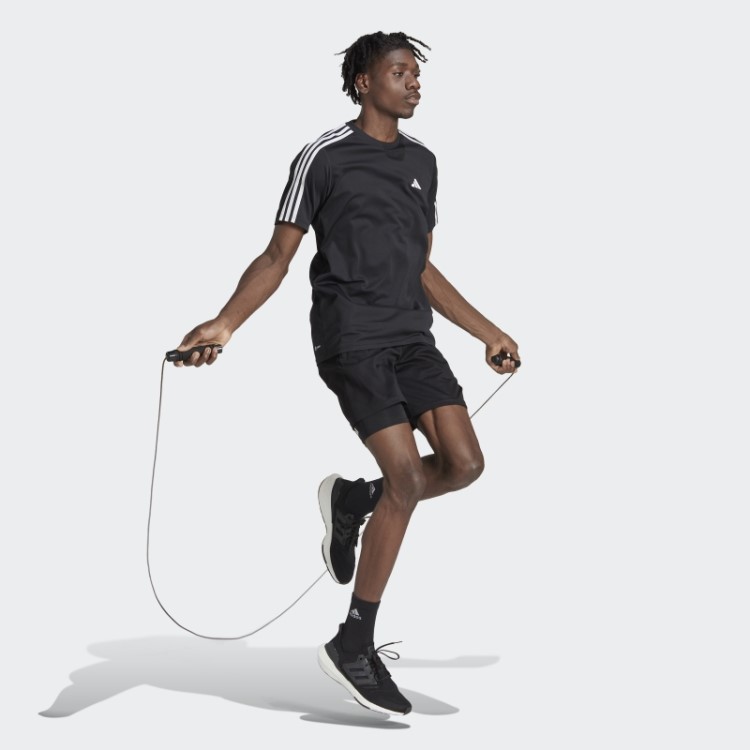 T-shirt De Treino Com As 3 Riscas Train Essentials Preta Adidas