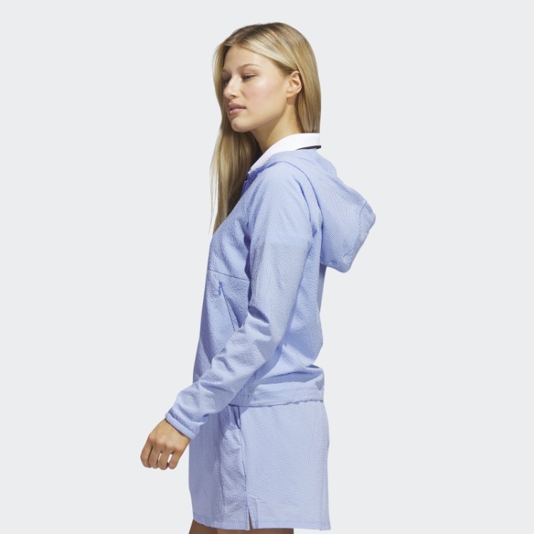 Moletom Com Capuz De Golfe Com Zíper 1/4 Seersucker Adidas Blue Fashion