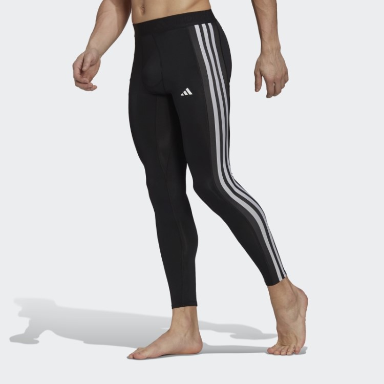 Adidas Techfit 3 Listras Meia-calça Preta De Treinamento