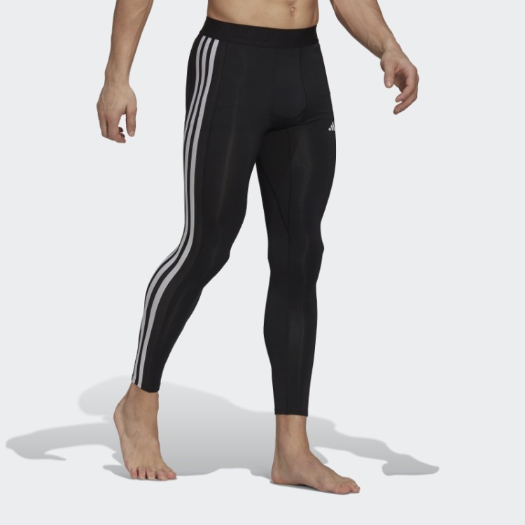 Adidas Techfit 3 Listras Meia-calça Preta De Treinamento