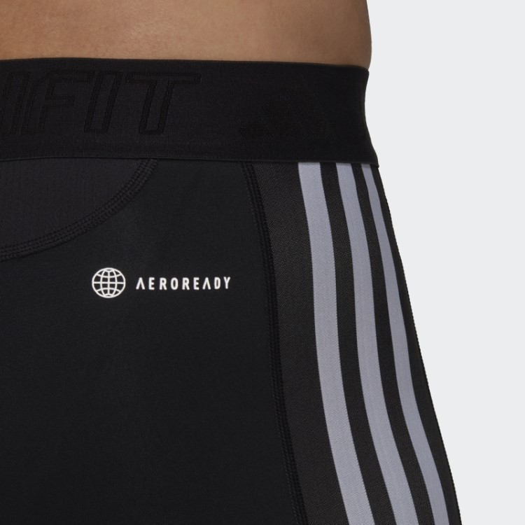 Adidas Techfit 3 Listras Meia-calça Preta De Treinamento