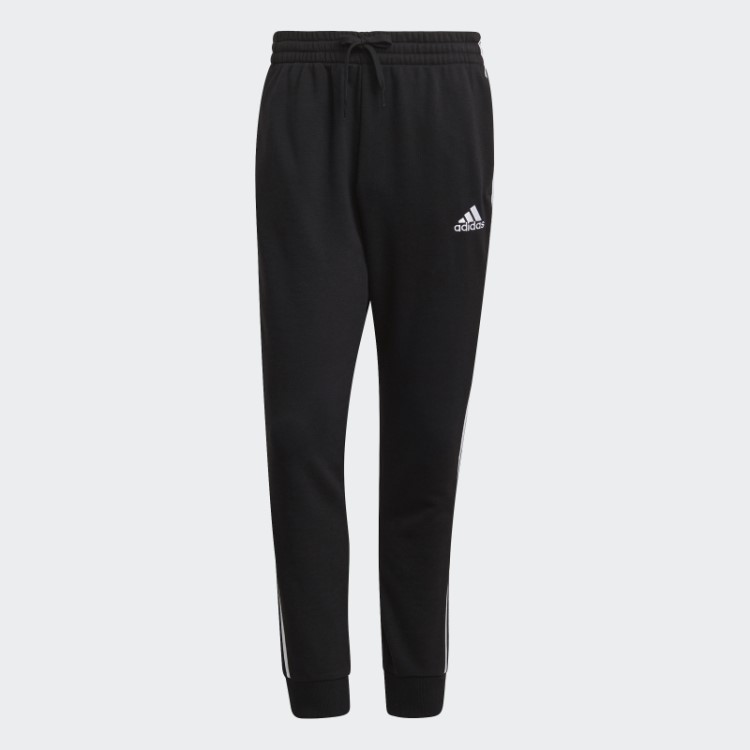 Calça Adidas Essentials French Terry Com Punho Cônico E As Três Listras Preta