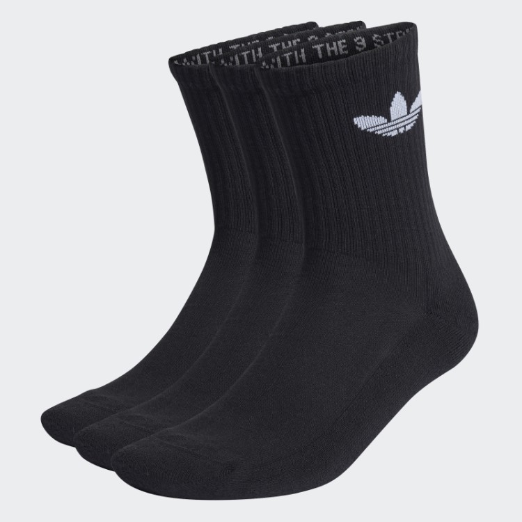Adidas Amortecido Trefoil Cano Médio Cano Médio 3 Pares Branco