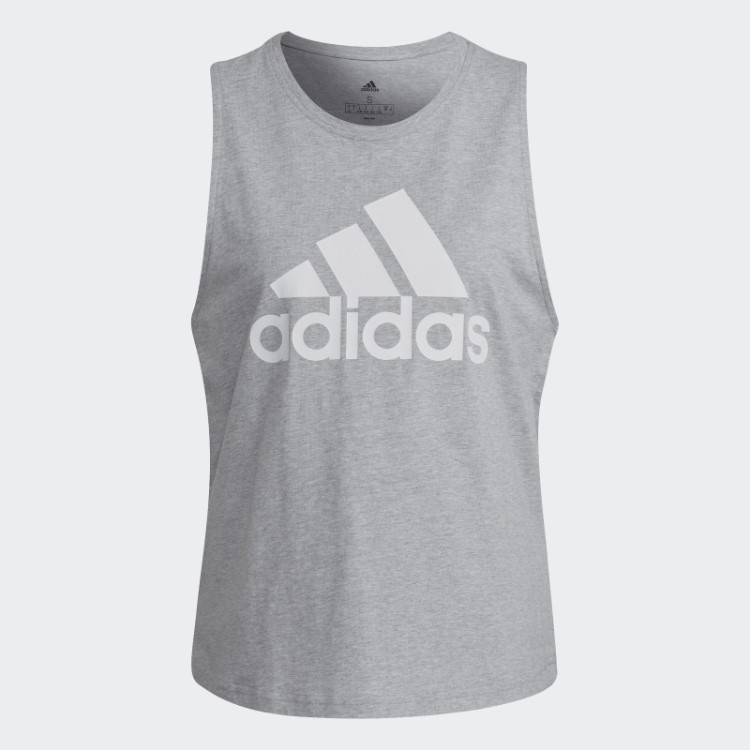Regata Cinza Médio Essencial Com Logo Grande Adidas