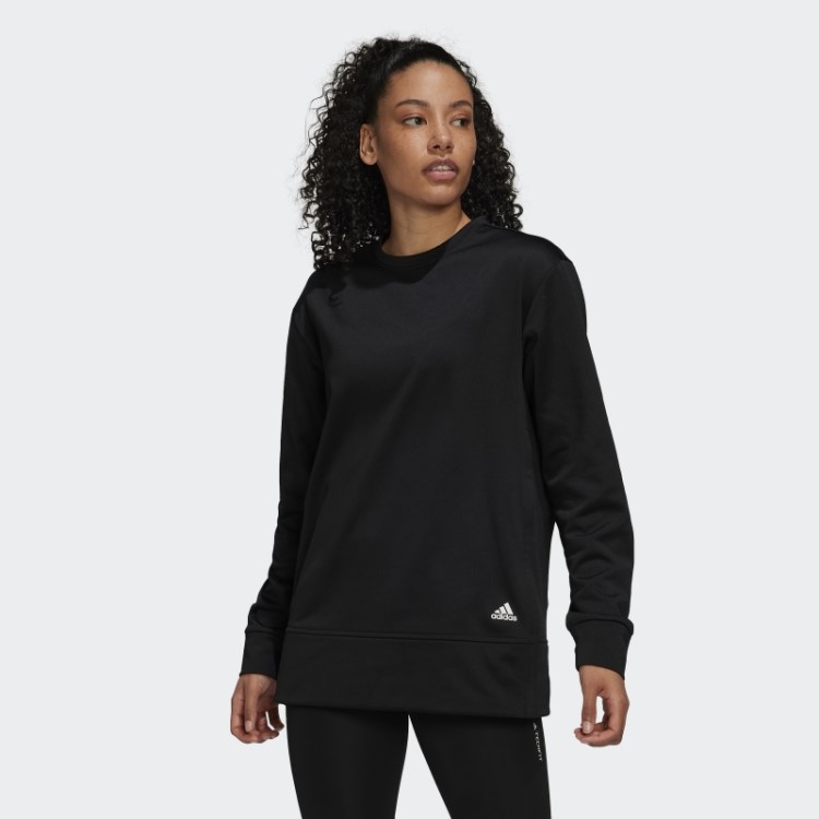 Suéter Preto Aeroready Decote Careca Adidas
