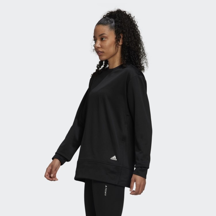 Suéter Preto Aeroready Decote Careca Adidas