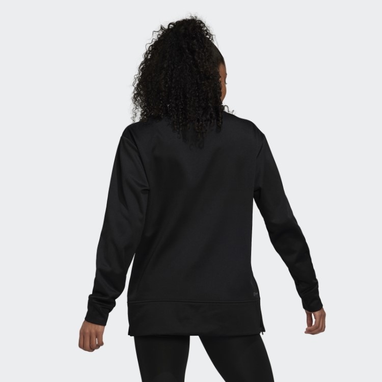 Suéter Preto Aeroready Decote Careca Adidas
