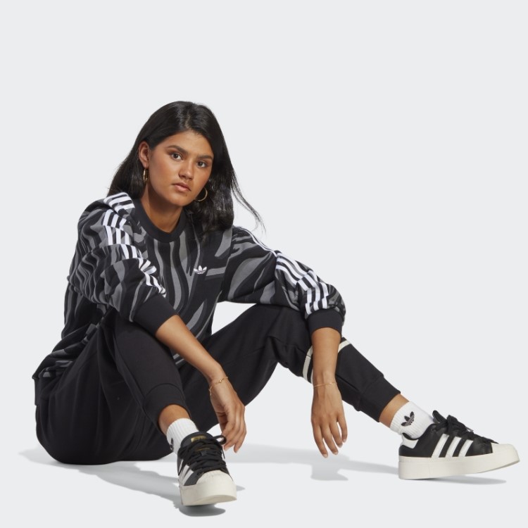 Moletom Com Estampa Animal Print Preto Adidas