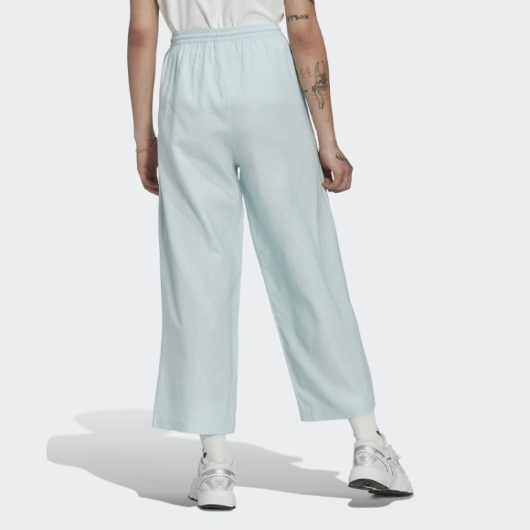 Calça Larga De Linho Azul 7/8 Adidas