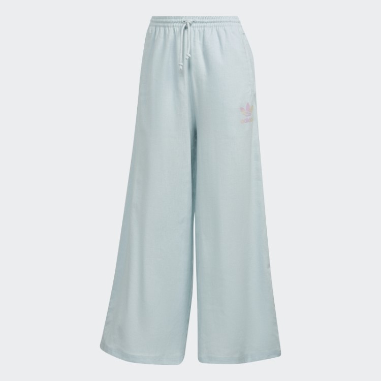 Calça Larga De Linho Azul 7/8 Adidas