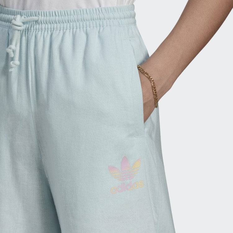 Calça Larga De Linho Azul 7/8 Adidas